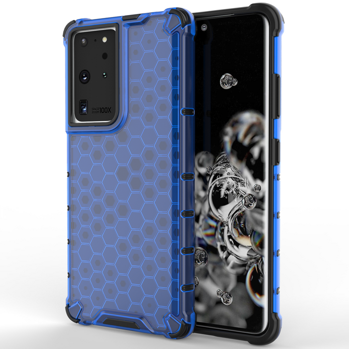 Honeycomb coque housse blindée avec cadre en gel Samsung Galaxy S22 Ultra blue