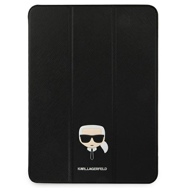 Coque KARL LAGERFELD Apple iPad 12.9 Pro 2021 Couverture de livre Saffiano Karl Head Noir Case