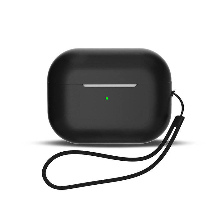 Housse en silicone pour AirPods 1 / AirPods 2 + dragonne - noir