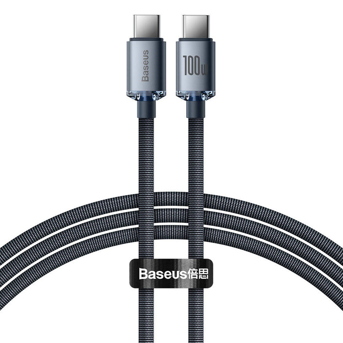 Baseus Crystal Shine Series kabel USB kabel pro rychlé nabíjení a přenos dat USB Typ C - USB Typ C 100W 1,2 m černý (CAJY000601)