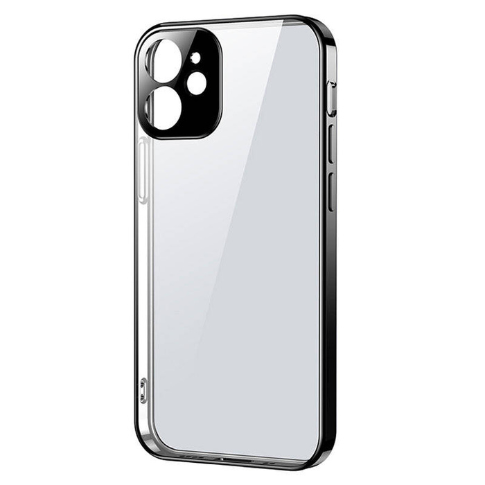 Joyroom New Beauty Series ultra mince transparent coque avec cadre métallique pour iPhone 12 noir (JR-BP742)