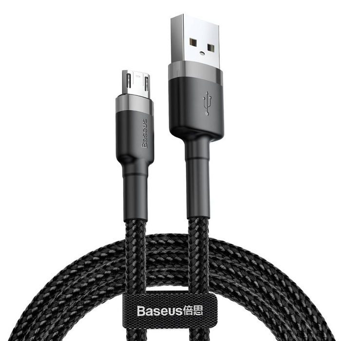 Baseus Cafule Cable Durable Nylon Braided Wire USB / micro USB QC3.0 2.4A 0,5M black-grey (CAMKLF-AG1)