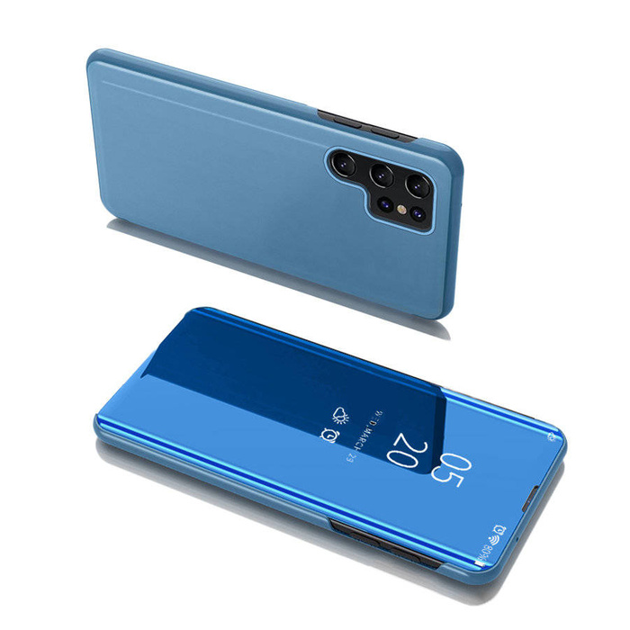 Clear View Case étui coque avec housse flip cover Samsung Galaxy S22 Ultra blue