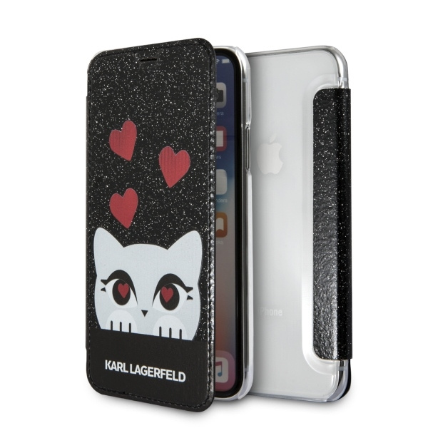 Pouzdro KARL LAGERFELD Apple iPhone X Book Valentine Black Case