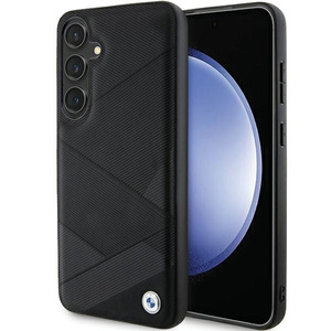 Coque BMW BMHCS24M23RCGPK Samsung Galaxy S24+ S926 noir/noircase Signature Leather Crossing Lines Pattern Case
