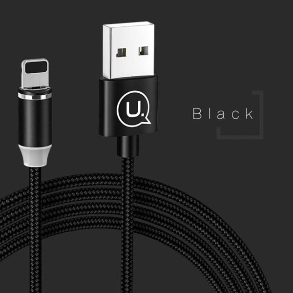 Magnetic Braided Cable USAMS Lightning U-Sure 2.1A 1m Black