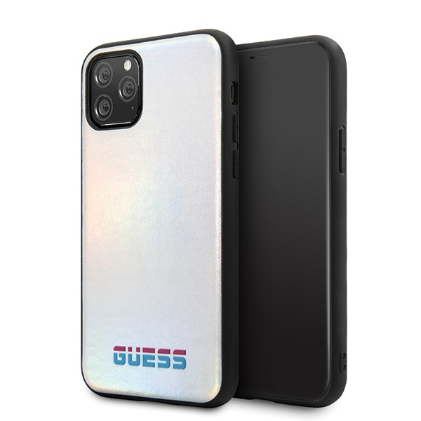 Pouzdro guess Apple iPhone 11 Pro stříbrné / stříbrné pevné pouzdro Iridescent Case