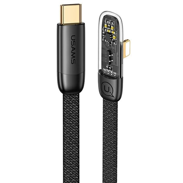 USAMS Kabel úhlový USB-C na Lightning PD 20W rychlé nabíjení Iceflake Series 2m černý/černý SJ586USB01 (US-SJ586)