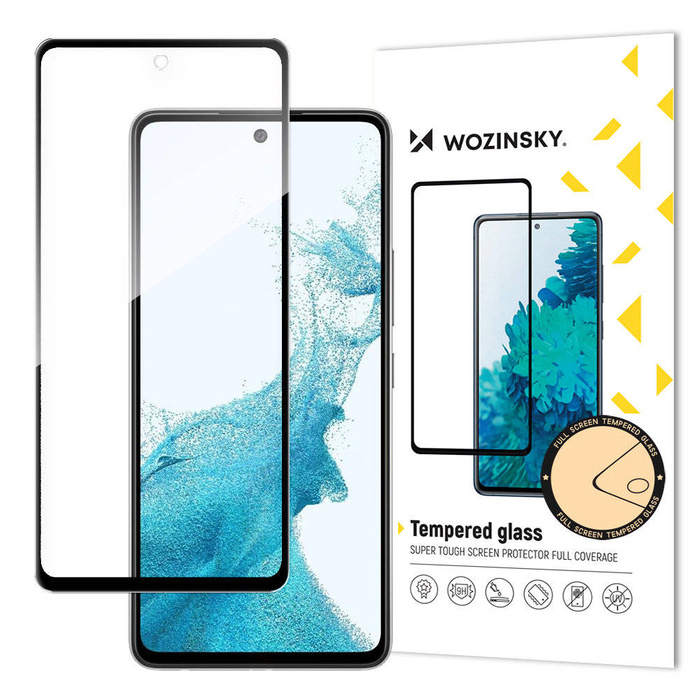 Wozinsky Trempé Verre Trempé Pleine Colle Super Tough Protecteur D'écran Entièrement Couvert Avec Cadre Case Friendly pour Samsung Galaxy A53 5G noir