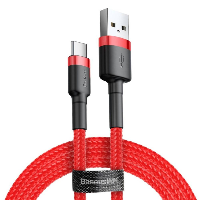 [PO VRÁCENÍ] Odolný nylonový kabel Baseus Cafule Cable USB / USB-C QC3.0 2A 2M červený (CATKLF-C09)