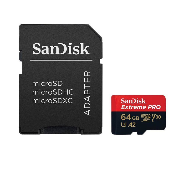 SanDisk memory Card 64GB microSDXC Extreme Pro fcl. 10 UHS-I 170 / 90 MB/s + adapter