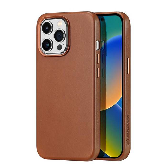 Dux Ducis Naples case for iPhone 14 Pro magnetic leather case MagSafe brown