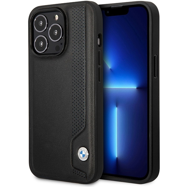 Hülle BMW BMHCP14X22RBDK iPhone 14 Pro Max 6,7" schwarz/schwarz hartcase Leder Blue Dots