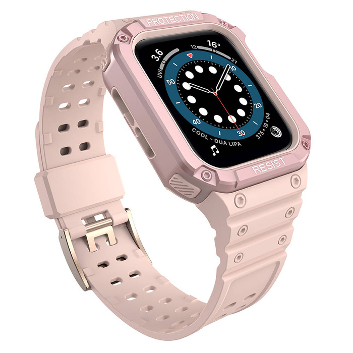 Protect Strap Band Band mit Etui für Uhr 7/6 / 5/4/3/2 / SE (41/40 / 38mm) Gehäuse Gepanzerte Uhrenabdeckung Rosa