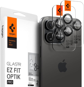 PROTECTEUR DE CAMÉRA Spigen OPTIK.TR "EZ FIT" PROTECTEUR DE CAMÉRA 2-PACK IPHONE 14 PRO / MAX / 15 PRO / MAX / 16 PRO / MAX / 17 PRO / MAX NOIR