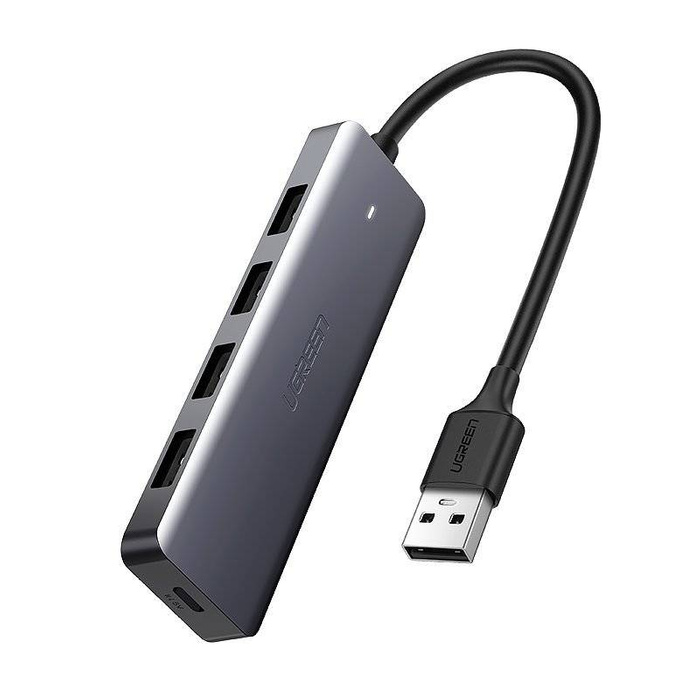 Ugreen USB HUB elosztó – 4x USB 3.2 Gen 1 mikro USB tápcsatlakozóval szürke (CM219 50985)