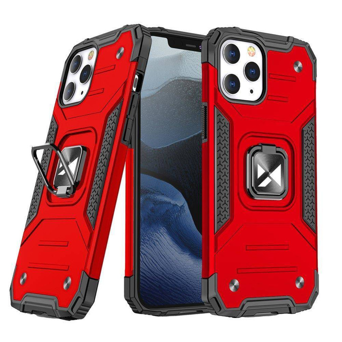 Obal Wozinsky Ring Armor Obal iPhone 14 Pro Max Armoured Cover Držák Mag netic Ring Redcase