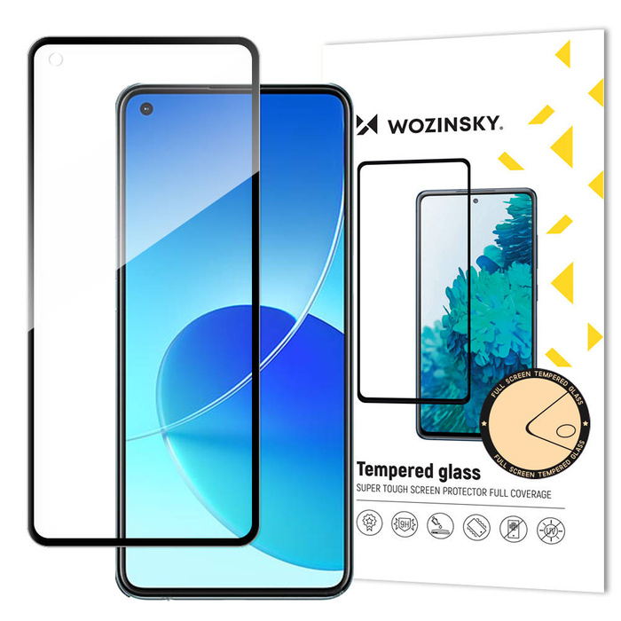 Wozinsky Super Durable Full Glue Tempered Glass Vollbild mit Rahmenhülle freundlich Oppo Reno6 4G Schwarz