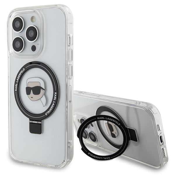 Case Karl Lagerfeld KLHMP15LHMRSKHH iPhone 15 Pro 6.1" white/white hardcase Ring Stand Karl Head MagSafe Case