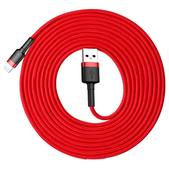 Baseus Cafule Cable odolný nylonový kabel USB / Lightning QC3.0 2A 3M červený (CALKLF-R09)