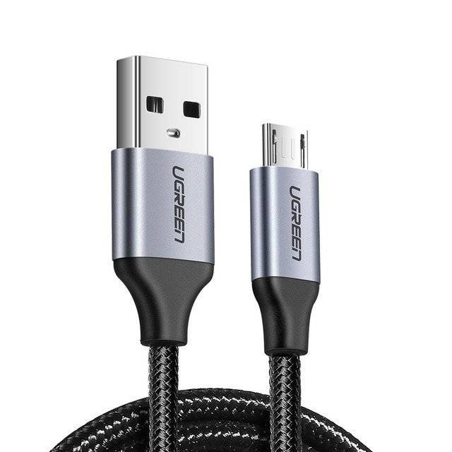 Kabel micro USB UGREEN QC 3.0 2.4A 1m černý opletený kabel