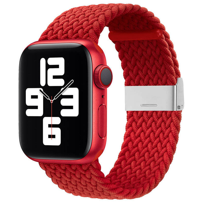 Strap Fabric Watch Band 7/6 / SE / 5/4/3/2 (45mm / 44mm / 42mm) Braided Fabric Strap Watch Bracelet Red