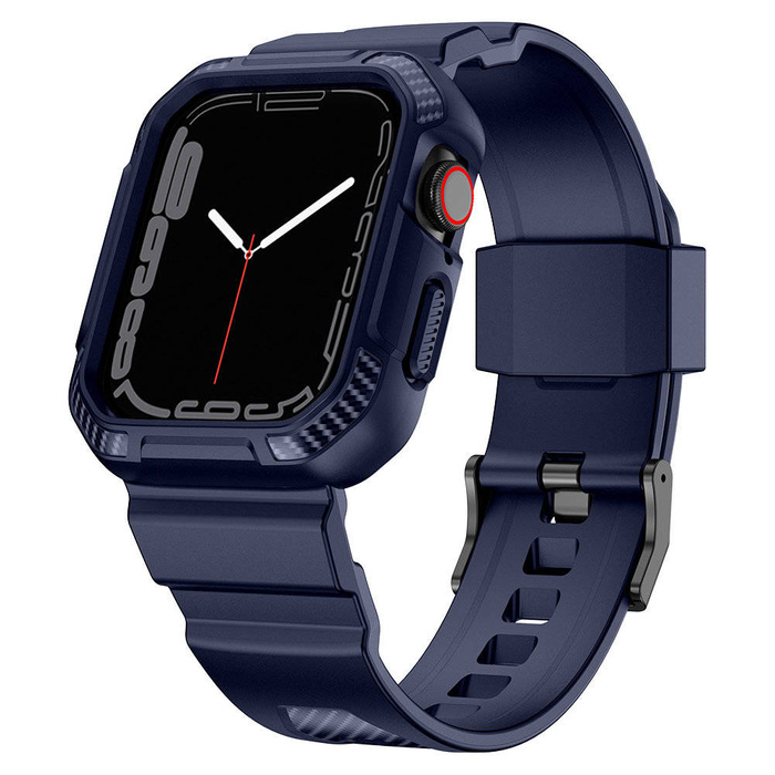 Cinturino Kingxbar CYF106 2in1 per Apple Watch SE, 8, 7, 6, 5, 4, 3, 2, 1 (41, 40, 38 mm) con cassa integrata blu