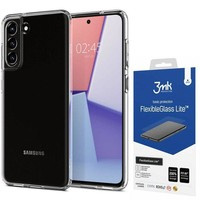 Telefontok Galaxy S21 Fe Liquid Crystal Clear Case + 3MK SPIGEN Szkło Lite