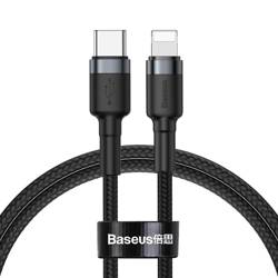 Baseus Cafule Cable Durable Nylon Braided Wire USB Type C PD / Lightning 18W QC3.0 1m black-grey (CATLKLF-G1)