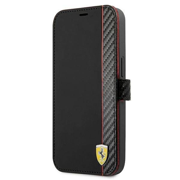 Case FERRARI Apple iPhone 13 Mini Book On Track Carbon Stripe Black Case