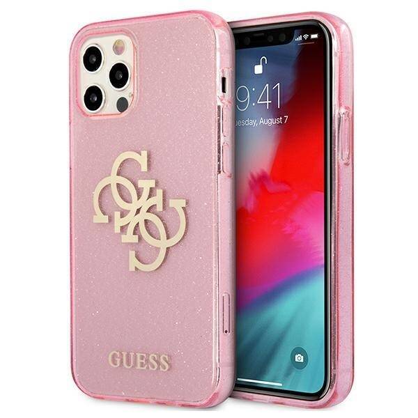 Case GUESS Apple iPhone 12 Pro Max Glitter 4G Big Logo Pink Hardcase