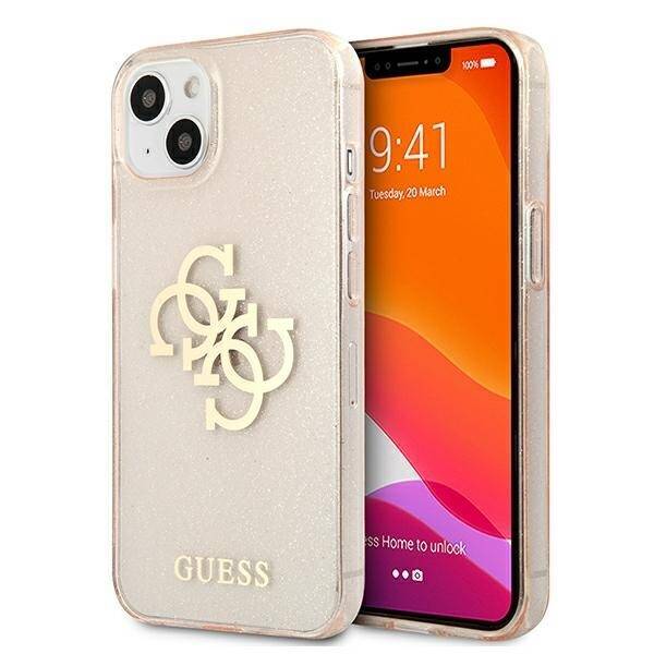 Case GUESS Apple iPhone 13 Mini Glitter 4G Big Logo Gold Hardcase