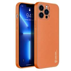 Dux Ducis Yolo elegant case made of soft TPU and PU leather for iPhone 13 Pro Max orange