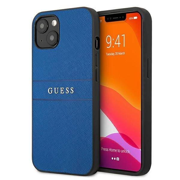 Guess Case iPhone 13 6.1 "blue / blue Saffiano Strap Case