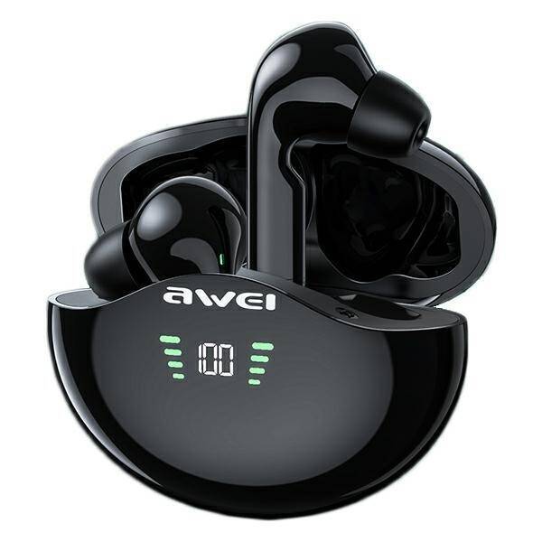 Headphones AWEI Bluetooth 5.1 T12P TWS Docking Station Black