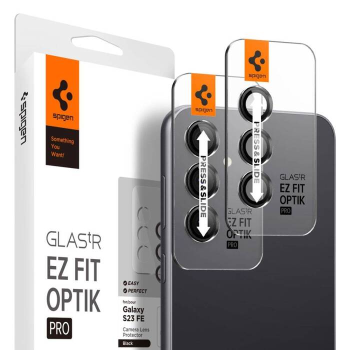 Kamera védőborítás Spigen Optik.tr "ez Fit" kamera védő 2-pack Galaxy S23 Fe Fekete