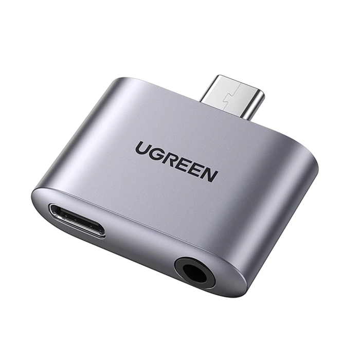 USB-C-USB-C és 3,5 mm-es jack UGREEN CM231 adapter (szürke)