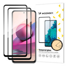 Wozinsky 2x Tempered Glass Full Glue Super Tough Screen Protector Full Coveraged with Frame Case Friendly for Xiaomi Redmi Note 10 / Redmi Note 10S black