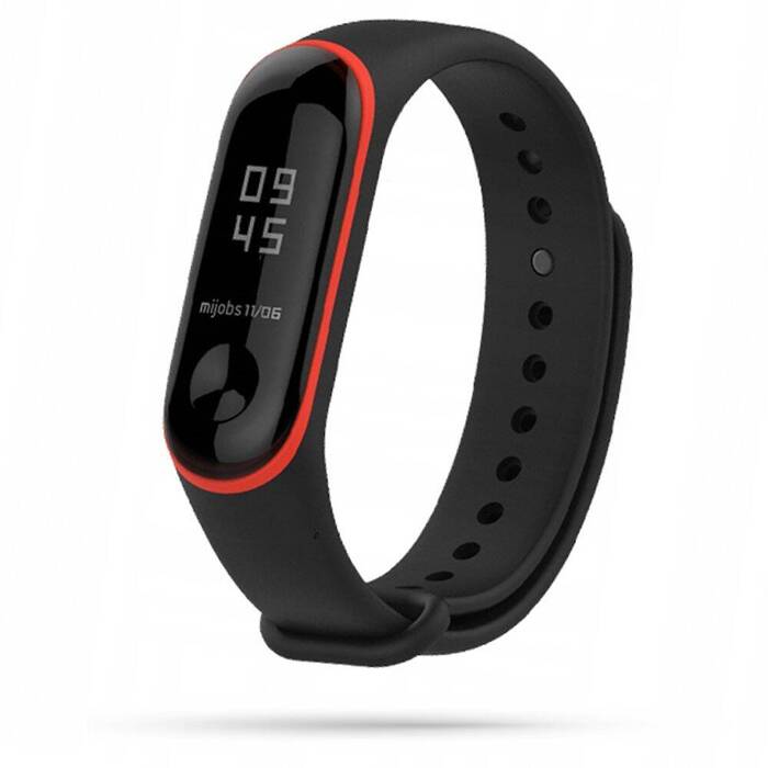 óraszíj TECH-PROTECT Xiaomi Mi Band 3 / 4 sima fekete-vörös piros 