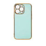 Custodia Lighting Color per iPhone 12 Pro Max, cover in gel con cornice dorata, menta