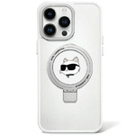 Cover Karl Lagerfeld KLHMP15LHMRSCHH iPhone 15 Pro 6.1" bianco/bianco durocase Anello Stand Choupette Head MagSafe Case