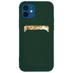 Card Case Custodia a portafoglio in silicone con porta documenti per Samsung Galaxy S21+ 5G (S21 Plus 5G) verde scuro
