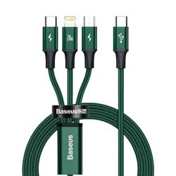 Baseus Rapid 3in1 USB tipo C - USB tipo C / Lightning / cavo micro USB 20 W 1,5 m verde (CAMLT-SC06)