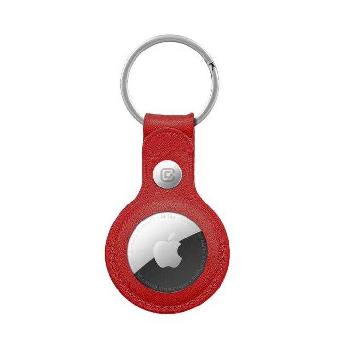 CRONG Apple AirTag in pelle Case con portachiavi - pelle (rosso)