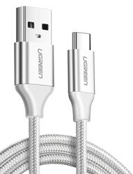 Cavo USB-C QC3.0 UGREEN nichelato 0,25m con spina in alluminio bianco