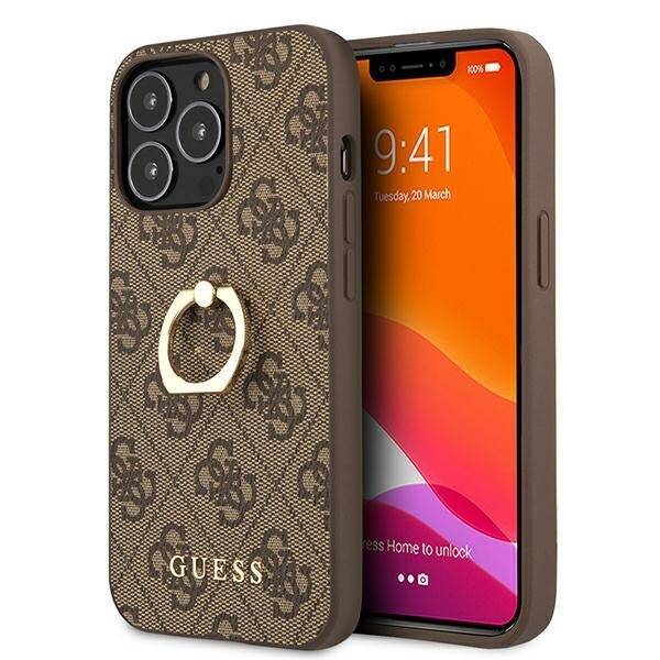 Cover GUESS Apple iPhone 13 13 Pro 4G con supporto ad anello Brown Hardcase