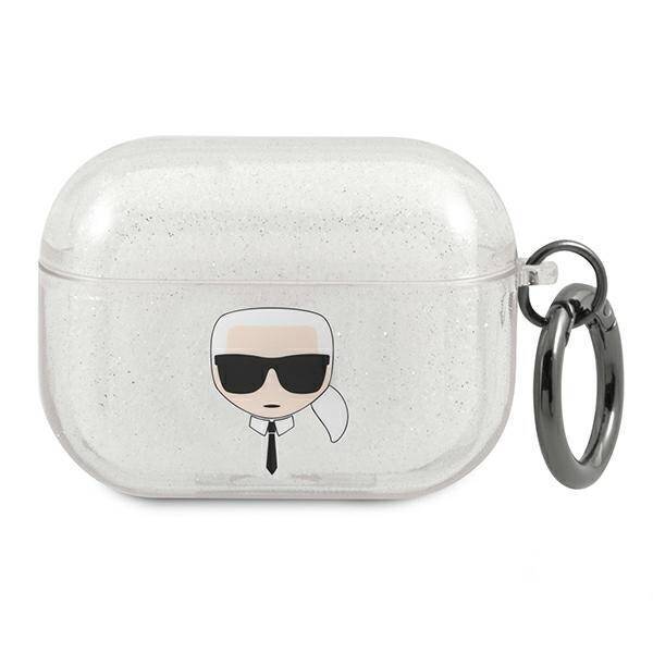 Cover KARL LAGERFELD Apple AirPods Pro Cover Glitter Karl's Head Silver Case