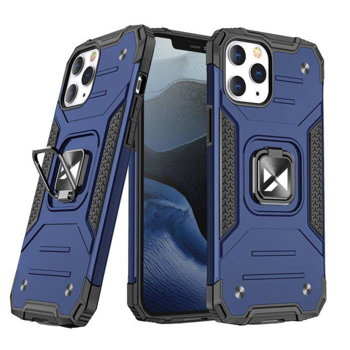 Custodia Wozinsky Ring Armor per iPhone 14 Pro Max cover blindata porta anello magnetico blu