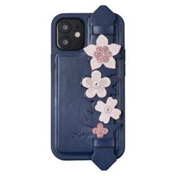 Custodia in gel Kingxbar Sweet Series decorata con cristalli originali Swarovski con supporto iPhone 12 Pro / iPhone 12 blu