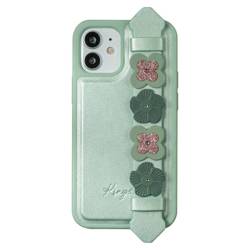 Custodia in gel Kingxbar Sweet Series decorata con cristalli originali Swarovski con supporto iPhone 12 Pro / iPhone 12 verde